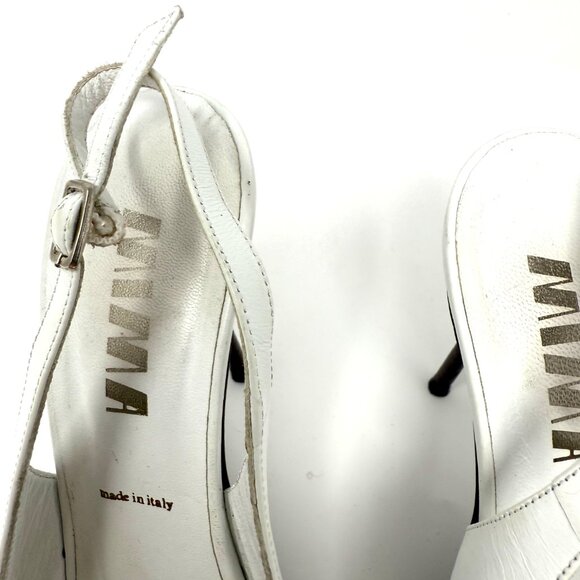MIMA WHITE LEATHER VINTAGE SHOE MADE IN ITALY - Picture 4 of 7
